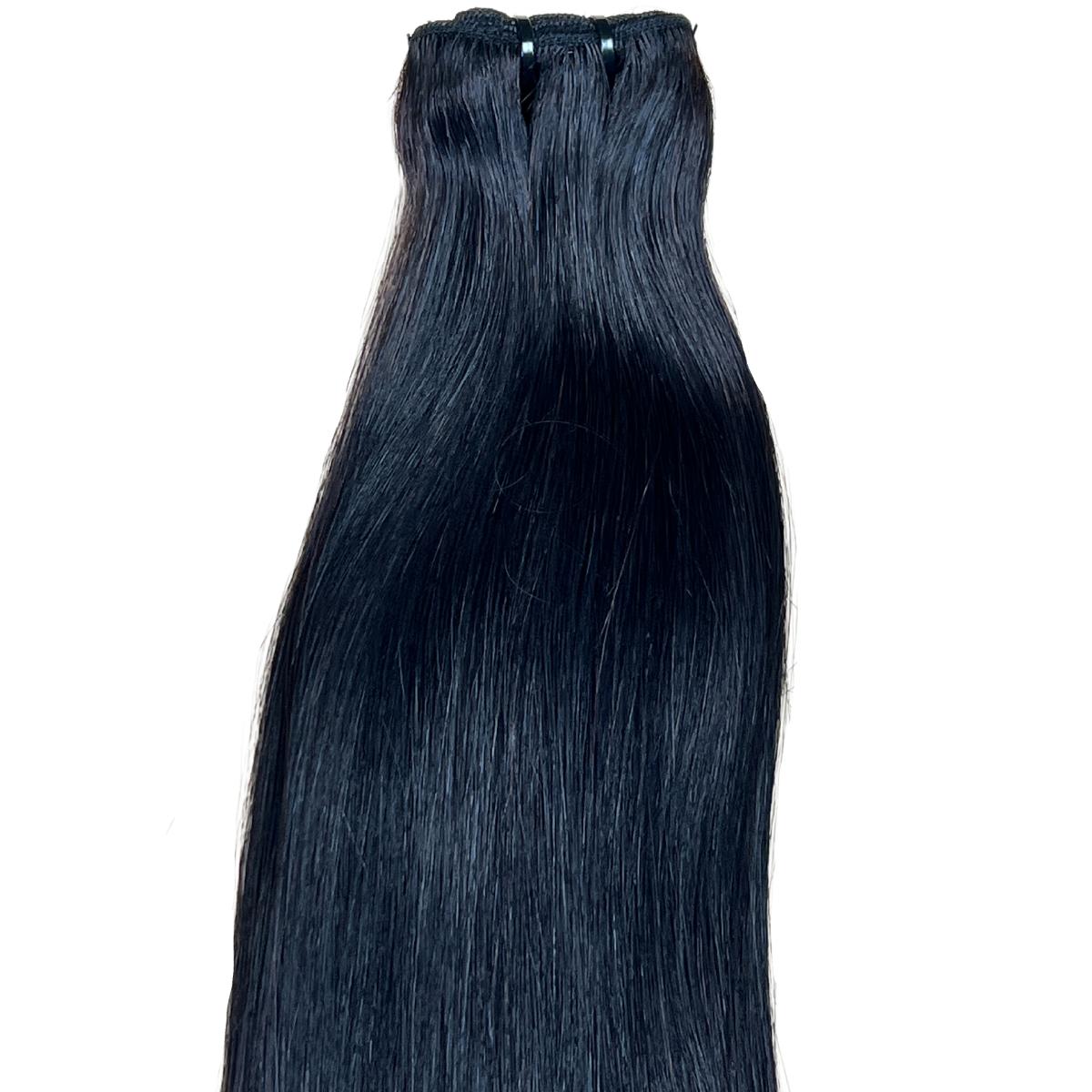 Double drawn straight hair bundle