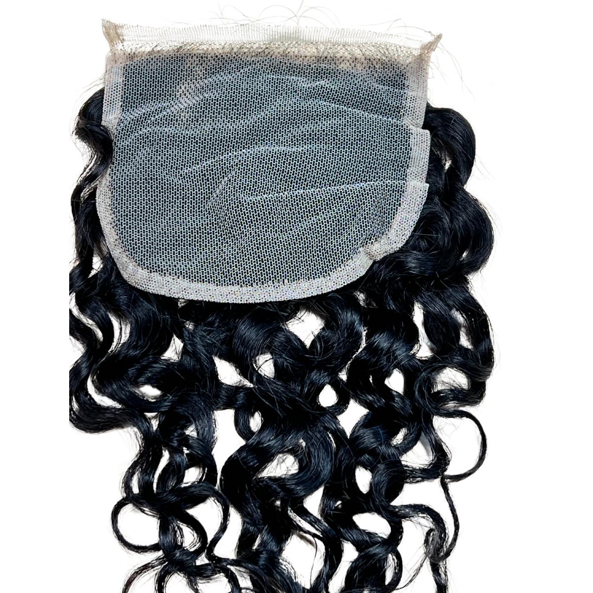 virgin hair water wave transparent 4x4 lace closure